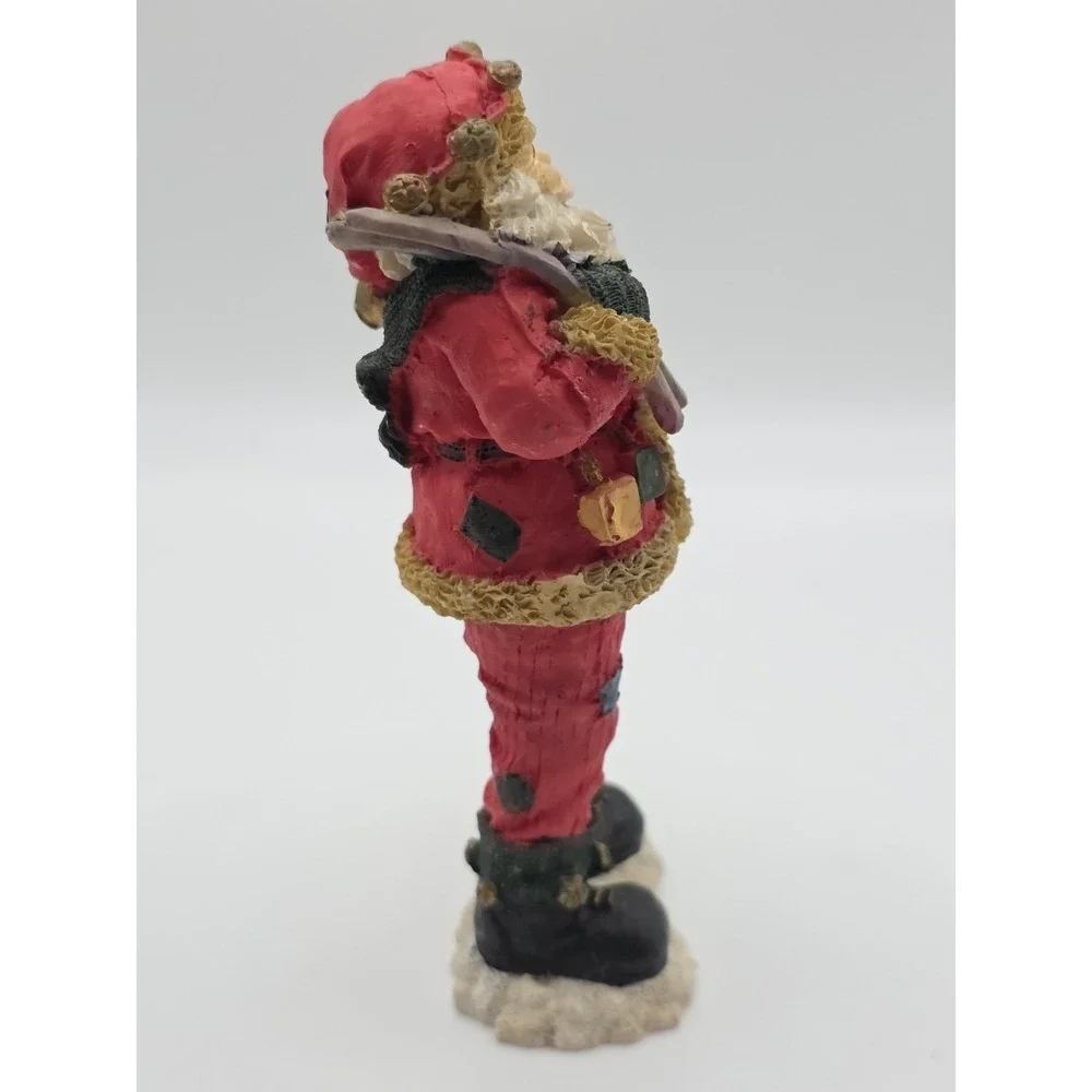 Miniature Tall Skinny Santa Claus Christmas Figurine Snow Skiing Squirrel 4.75